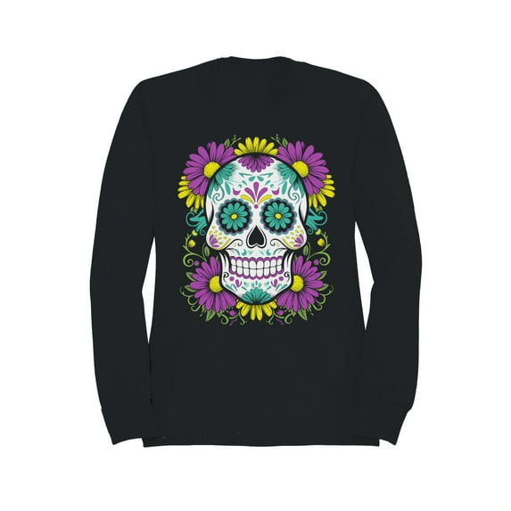 Floral Sugar Skull Decor Women's Sweatshirt