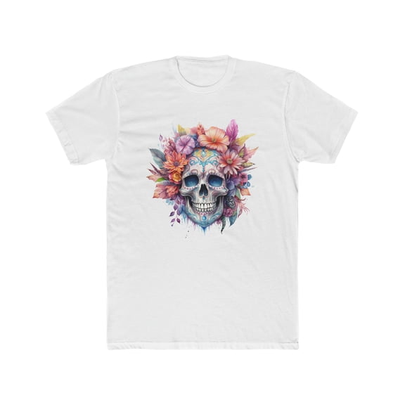 Floral Sugar Skull Premium Fit Cotton T-Shirt