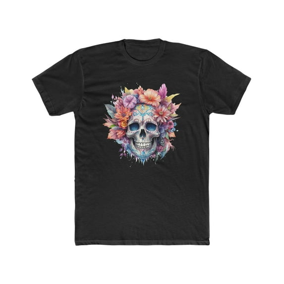 Floral Sugar Skull Premium Fit Cotton T-Shirt