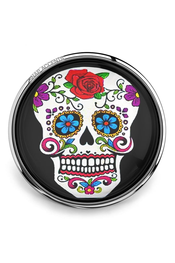 Snap Jewelry 18MM Colorful Floral Sugar Skull Ginger Charm for Interchangeable Accessories