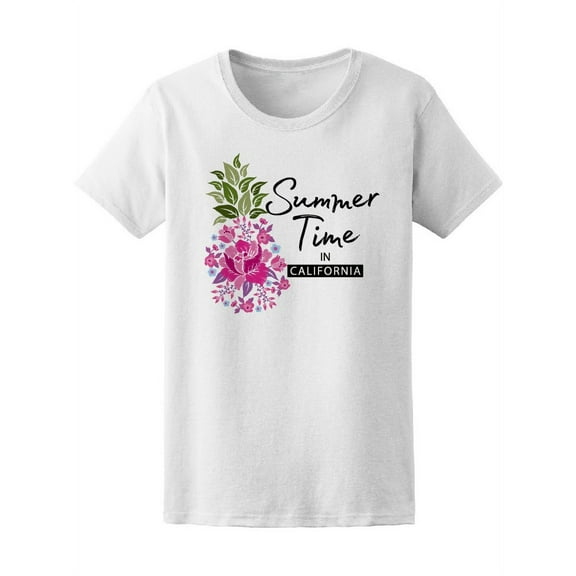 Floral Summer Time In California T-Shirt Women -Image by Shutterstock, Female Medium