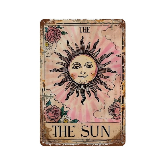 Floral Sun Tarot (4) Vintage Iron Art Metal Tin Sign Poster Modern Home Decor Retro Posters Coffee Club Bar Shop Decorations Style 30x20cm
