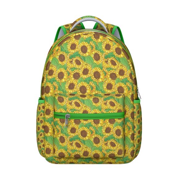 "Floral Sunflower Backpack - Wildflower Print School Backpack, Water-Resistant College Backpack with Spacious Pockets, Laptop Backpack for Work"