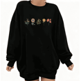 thumbnail image 1 of Floral Sunflower Graphic Tee T-Shirt Print Top Soft Breathable Regular Fit Round-neck long-sleeved Black S-3XL, 1 of 6