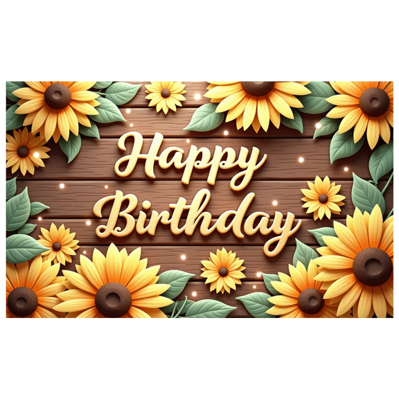 Floral Sunflower Happy Birthday Wooden Backdrop for Party Celebration Photography Decoration