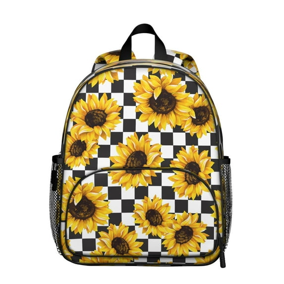 Floral Sunflower Pattern Ergonomic Backpack - Waterproof School Bag with Side Mesh Pockets