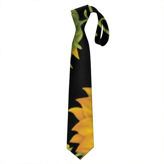 Floral Sunflower Pattern Satin Necktie - Wrinkle-Resistant Wedding & Prom Tie for Men
