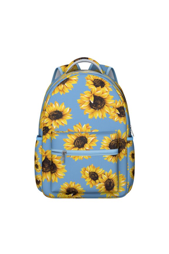 Floral Sunflower Pattern Students’s Backpack Durable and Multifunctional School Bag with Yellow Wildflower and Sunny Design
