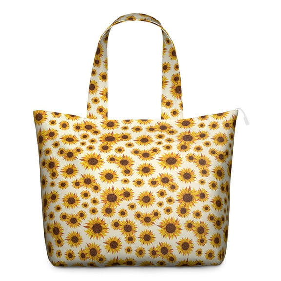 Floral Sunflower Pattern Travel Bag - Spacious Weekender Tote with Zipper, Boho Yellow Bloom Design, Organized Storage for Gym & Daily Essentials