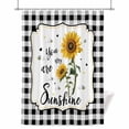 thumbnail image 1 of Floral Sunflowers Shower Curtain, Black Plaid You Are My Sunshine Country Waterproof Shower Curtain Set with 12 Hooks Lightweight Bath Curtains Fabric Bathroom Decor 72x72 Inches, 1 of 9