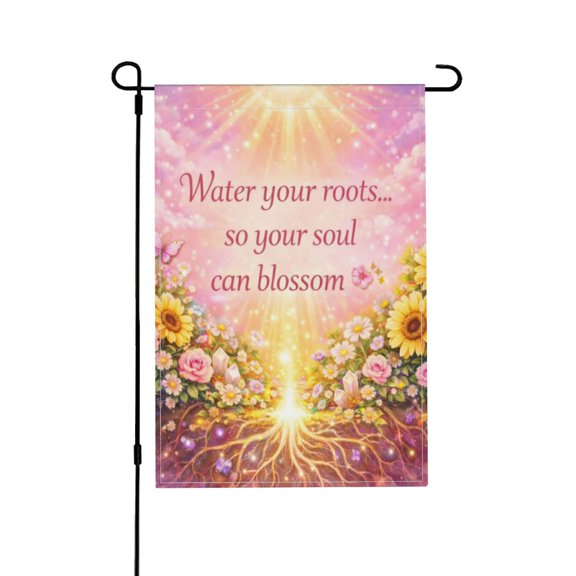 Floral Sunray Inspirational Sunflower Peony Butterfly Double Sided Garden Flag Outdoor Waterproof Yard Decor Banner 18x12 Inch