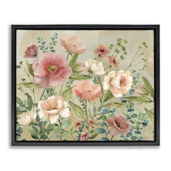 Stupell Industries Floral Surprise Garden Black Framed Floater Canvas Wall Art, design by Nan, 25 x 31