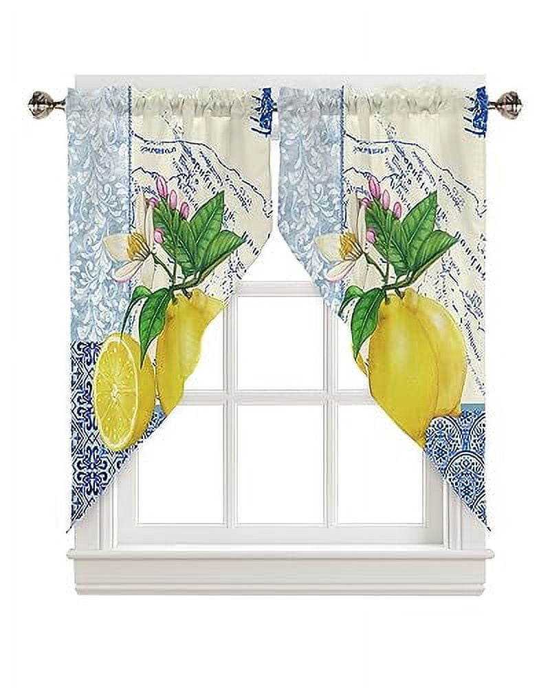Floral Swag Valance Curtains Blue And White Porcelain Map Texture
