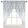 Floral Swag Valance Curtains Flower Blue Grey Cherry Blossoms White
