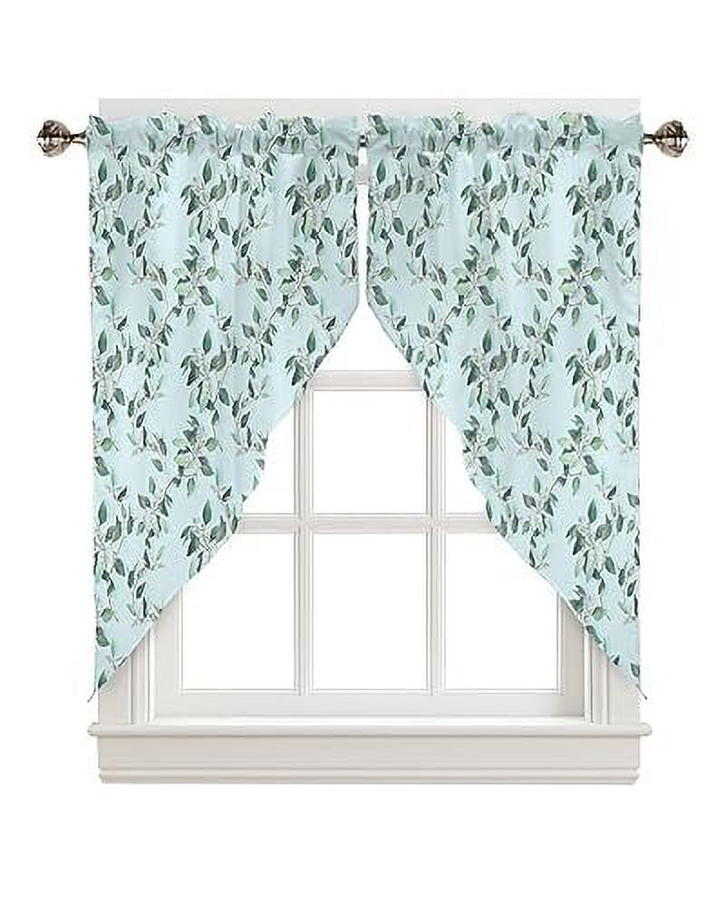 Floral Swag Valance Curtains Flower White Cherry Blossoms Teal