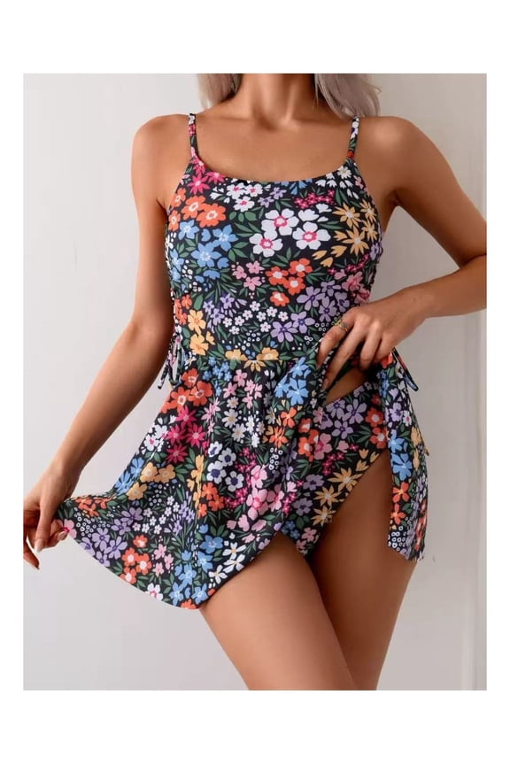 Floral Swimsuit Wrap Cover Up - Women's Beach Cover-Up Sarong - Multicolored Lightweight Swimwear Wrap - Summer Vacation Beach Dress - Adjustable Tie