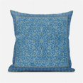 thumbnail image 1 of Floral Swirl Indoor/Outdoor Pillow in Blue Green 16x16, 1 of 6