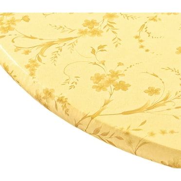 Floral Swirl Vinyl Elasticized Table Cover 45" - 56" dia. Round