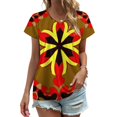 thumbnail image 1 of Floral Symmetric Colorful Vibrant Pattern Women's Blouse Short Sleeve Women's Top T-Shirt Spring Summer Clothes, 1 of 7
