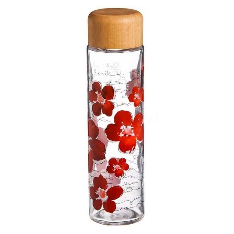 Tabletops Unlimited Smart Planet Floral Glass Water Bottle, 1 ct