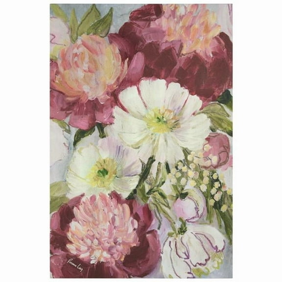 "Floral Symphony", a burst of flowers' elegance Rendered on Gold Shagreen Wrapped Canvas Wall Art, sized 60"x40"