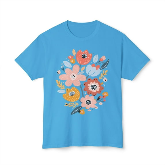 Floral T-Shirt, Vintage Flowers Tee, Floral Tees, Floral Art Design Shirt, Tee Shirt with Floral Art 23
