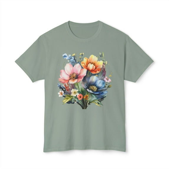Floral T-Shirt, Vintage Flowers Tee, Floral Tees, Floral Art Design Shirt, Tee Shirt with Floral Art 2