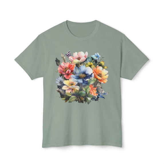 Floral T-Shirt, Vintage Flowers Tee, Floral Tees, Floral Art Design Shirt, Tee Shirt with Floral Art 3