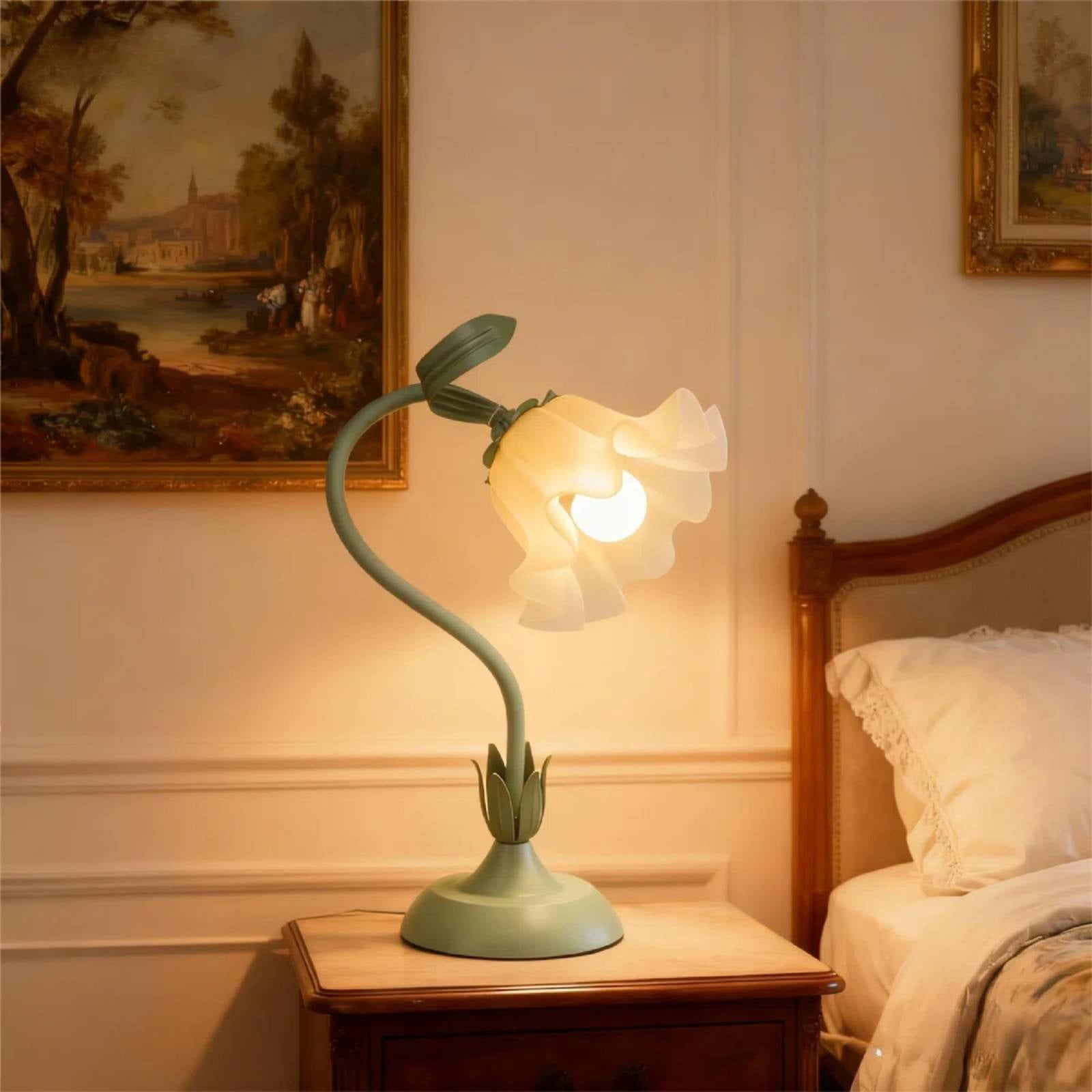 Floral Table Lamp with Adjustable Gooseneck, 3 Color Temperatures Bedside Lamp, E26 Base for Bedroom