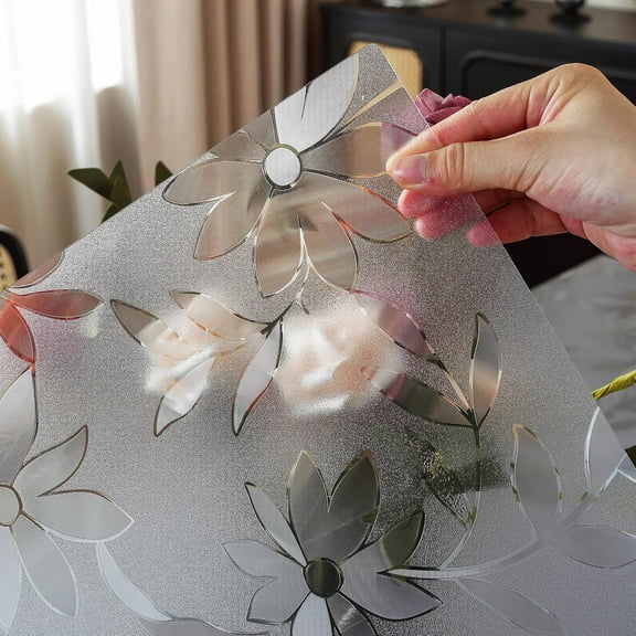 Floral Table Protector 40 x 60 Inch, 1.5mm Thick Plastic Table Cover, Waterproof Dining Tabletop Protector Rectangle Vinyl Tablecloth PVC Desk Pad Mat for Kitchen, Wooden Table