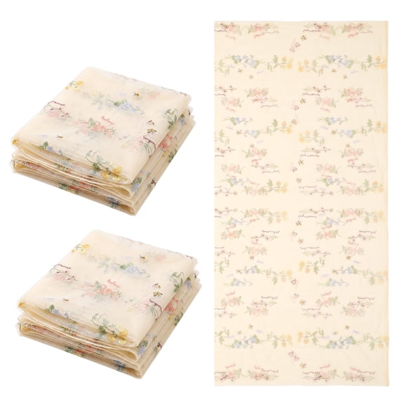 Floral Table Runner 30 x 118 in Embroidery Tulle Wildflower Table Runner Seasonal Kitchen Dining Decoration for Holiday Celebration Party 3 Pcs