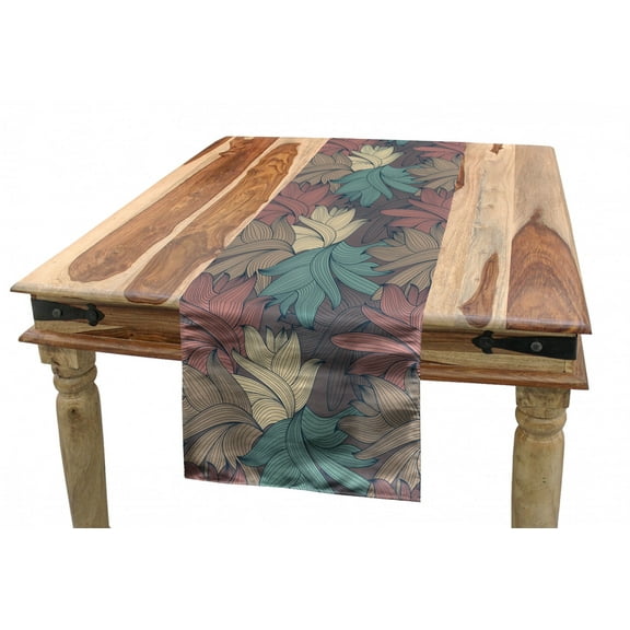 Floral Table Runner, Colorful Foliage Leaves with Autumnal Nature Theme Abstract Changing of the Seasons, Dining Room Kitchen Rectangular Runner, 3 Sizes, by Ambesonne