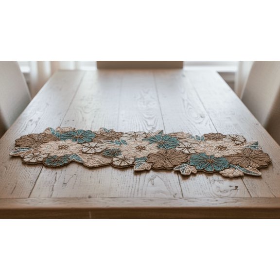 Floral Table Runner, Handmade Beads Table Runner, Multicolor Dining Table Topper 13X36 Inch