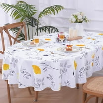 Floral Tablecloth 60x120 Inch Rectangle, Flower Decoration Table Cloth for Spring Summer, Waterproof Fabric Wrinkle Free Table Cover for Kitchen, Dining Room, Party, Picnic, Camping, Yellow