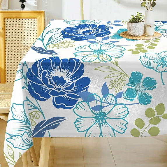 Floral Tablecloth 60x120 Inch Summer Rectangle Table Cloth Farmhouse Season for Home Picnic Kitchen Dining Party Decorations