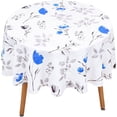 thumbnail image 1 of Floral Tablecloth 60x60 Inch Round, Flower Decoration Table Cloth for Spring Summer, Waterproof Fabric Wrinkle Free Table Cover for Kitchen, Dining Room, Party, Picnic, Camping, Blue, 1 of 6