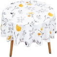 thumbnail image 1 of Floral Tablecloth 60x60 Inch Round, Flower Decoration Table Cloth for Spring Summer, Waterproof Fabric Wrinkle Free Table Cover for Kitchen, Dining Room, Party, Picnic, Camping, Yellow, 1 of 6