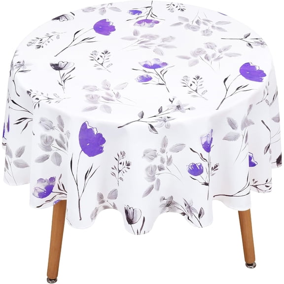 Floral Tablecloth 60x84 Inch Oval, Flower Decoration Table Cloth for Spring Summer, Waterproof Fabric Wrinkle Free Table Cover for Kitchen, Dining Room, Party, Picnic, Camping, Teal