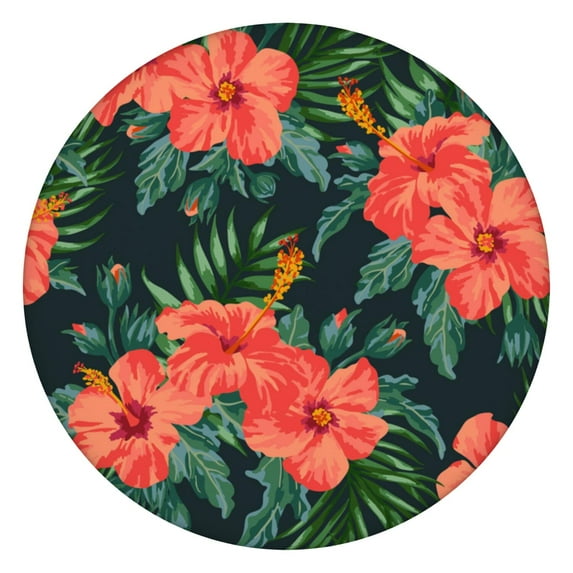 Floral Tablecloth Abstract Watercolor Pattern Waterproof Round Cover with Elastic Edges and Back for Rustic Dining