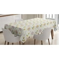 thumbnail image 1 of Floral Tablecloth, Digitally Generated Cosmea and Zinnia Flowers Botanic Art, Rectangular Table Cover for Dining Room Kitchen, 60" X 84",Mustard Reseda Green Baby Pink White, by Ambesonne, 1 of 3