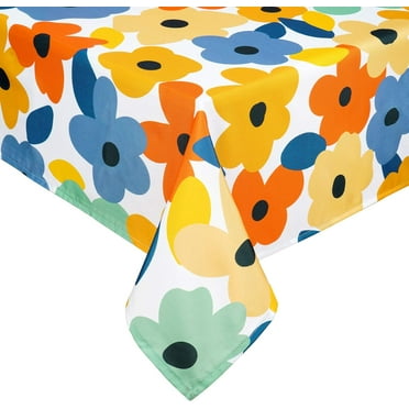 Floral Tablecloth, Flowers Table Cloth for Spring Summer Fall Autumn, Waterproof Tablecloth for Kitchen Dining Room Picnic Party Banquet, Outdoor Indoor Use Table Cover, Rectangle 60 x 84 inch