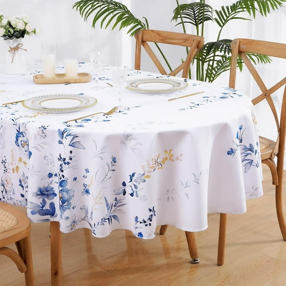 Floral Tablecloth Oval, Watercolor Wildflower Table Cloth, Spring Summer Waterproof Polyester Fabric Wrinkle Free Tablecloths for Outdoor, Picnic, Camping, Party, Kitchen, Dining Room, 60x84 Inch