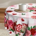 thumbnail image 1 of Floral Tablecloth Round Valentines Day Rose Love Heart Table Cloth Washable Table Cover Mothers Day Party Decorations Tablecloth 60 Inch for Kitchen Table Party, 1 of 6