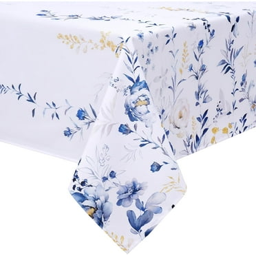 Floral Tablecloth Square, Watercolor Wildflower Table Cloth, Spring Summer Waterproof Polyester Fabric Wrinkle Free Tablecloths for Outdoor, Picnic, Camping, Party, Kitchen, Dining Room, 55x55 Inch
