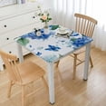 thumbnail image 1 of Floral Tablecloths Spring Table Cover Disposable Plastic Table Decor Blue White Wedding Table Cloth Kitchen Dining Party Supplies Set, 1 of 7