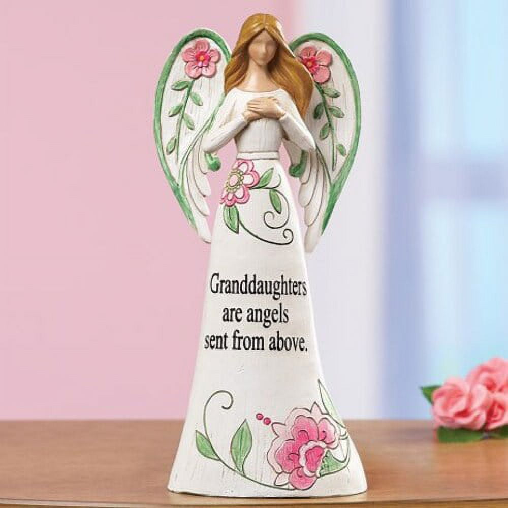 Guardian Angel Resin Figurine with Lavender Flowers and Sentiment
