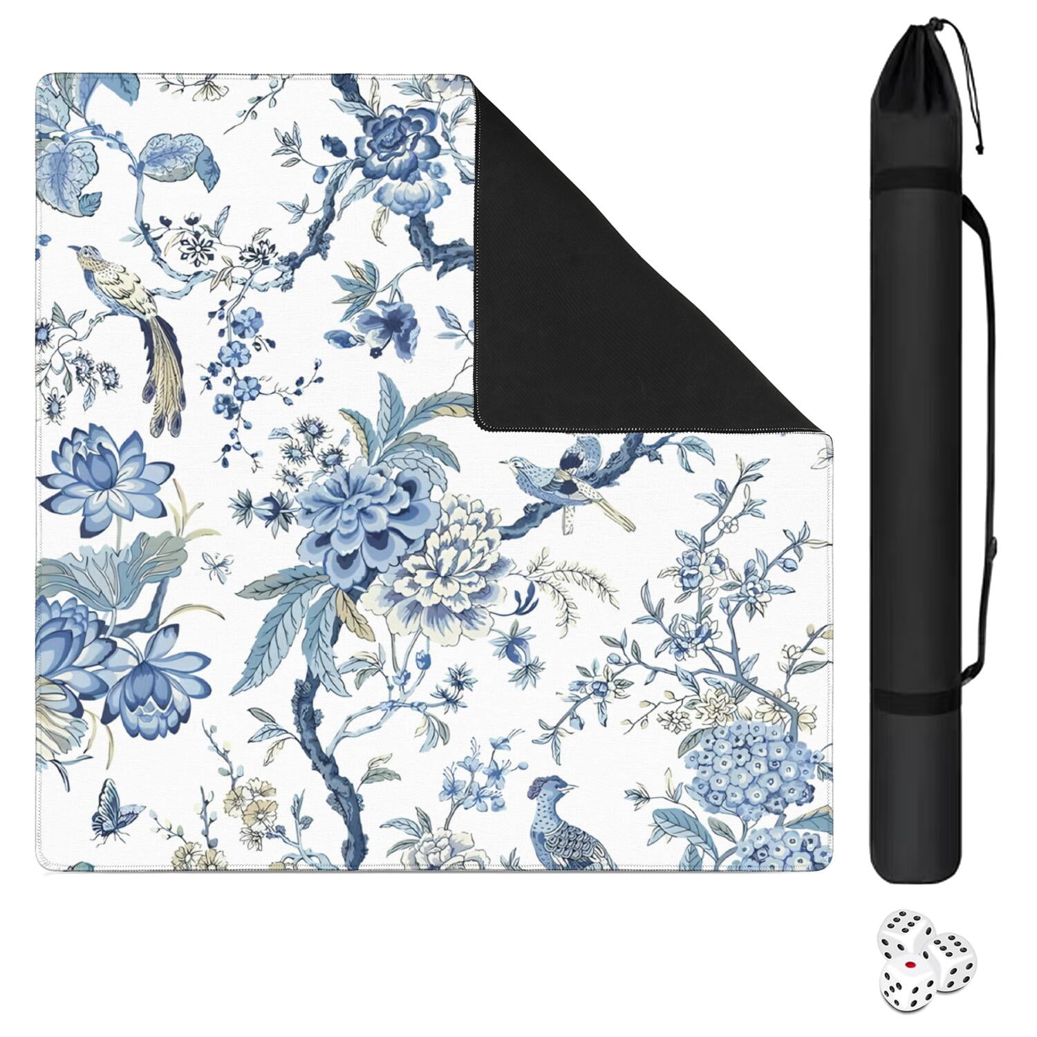 Floral Tabletop Gaming Mat 31.5 Inch Square Specifically Suited for Mahjong Game Play Also Versatile for Cards and Board Games