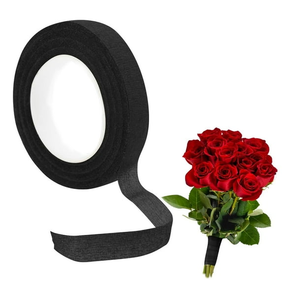 Floral Tape, Florist Tape, Bouquets Floral Arranging Stem Wrap Tape, Wedding Bouquet Tape, 1Pcs Florist Floral Crafts Tape, Black Floral Tapes for Bouquet Stem Wrapping 30 Yard