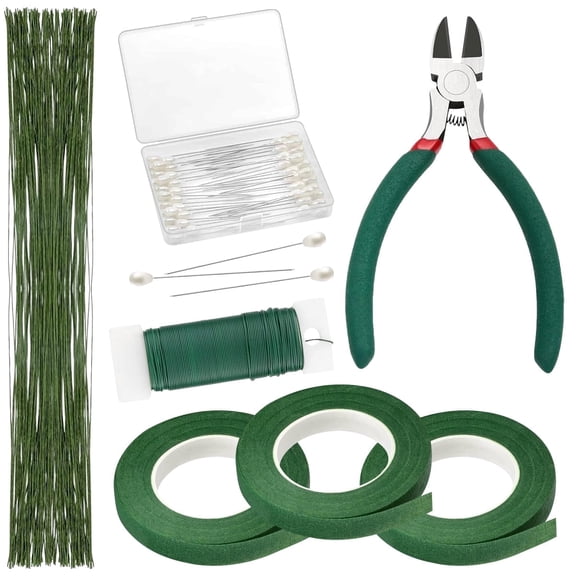 Floral Tape and Wire Arrangement Kit, Green Floral Tape, Flower Wire, Pin for Bouquets, Crafts, Wreath Making