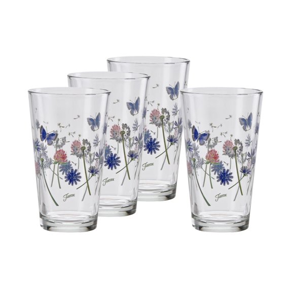 Floral Tapered Cooler Glasses, Set of 4, 16oz